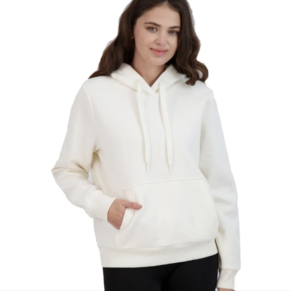 90 Degree by Reflex White Pull Over Hoodie Cropped Sweatshirt Medium M Brushed